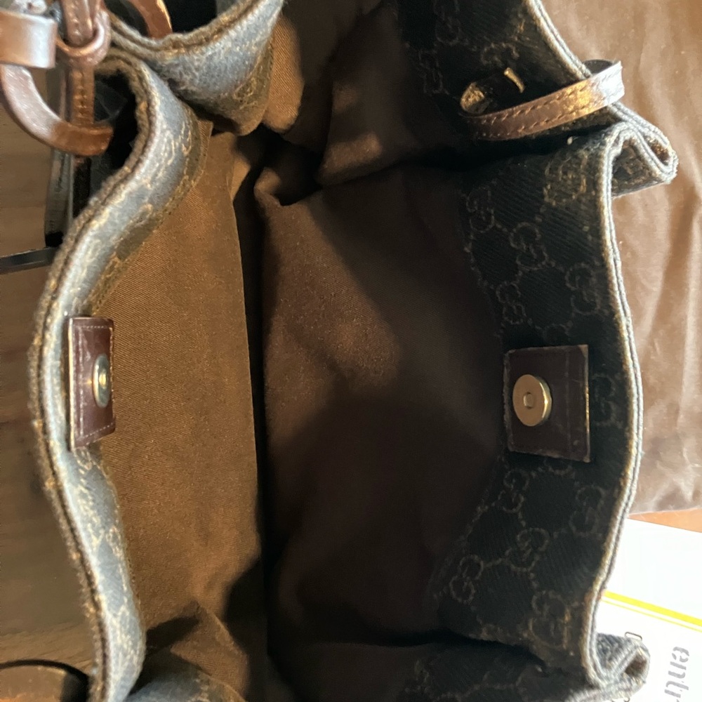 Gucci Brown DENIM Signature Tote with Pouch WITH COA - Picture 6 of 14